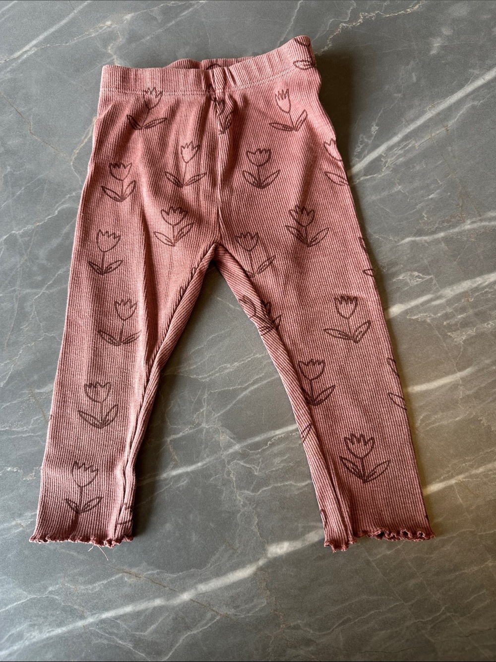 Zara Dusty Pink Tulip Ribbed Leggings